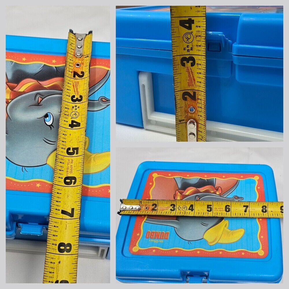 Vintage Walt Disneys Dumbo Lunch Box 80s 90s Blue Plastic USA No Thermos - Picture 9 of 9